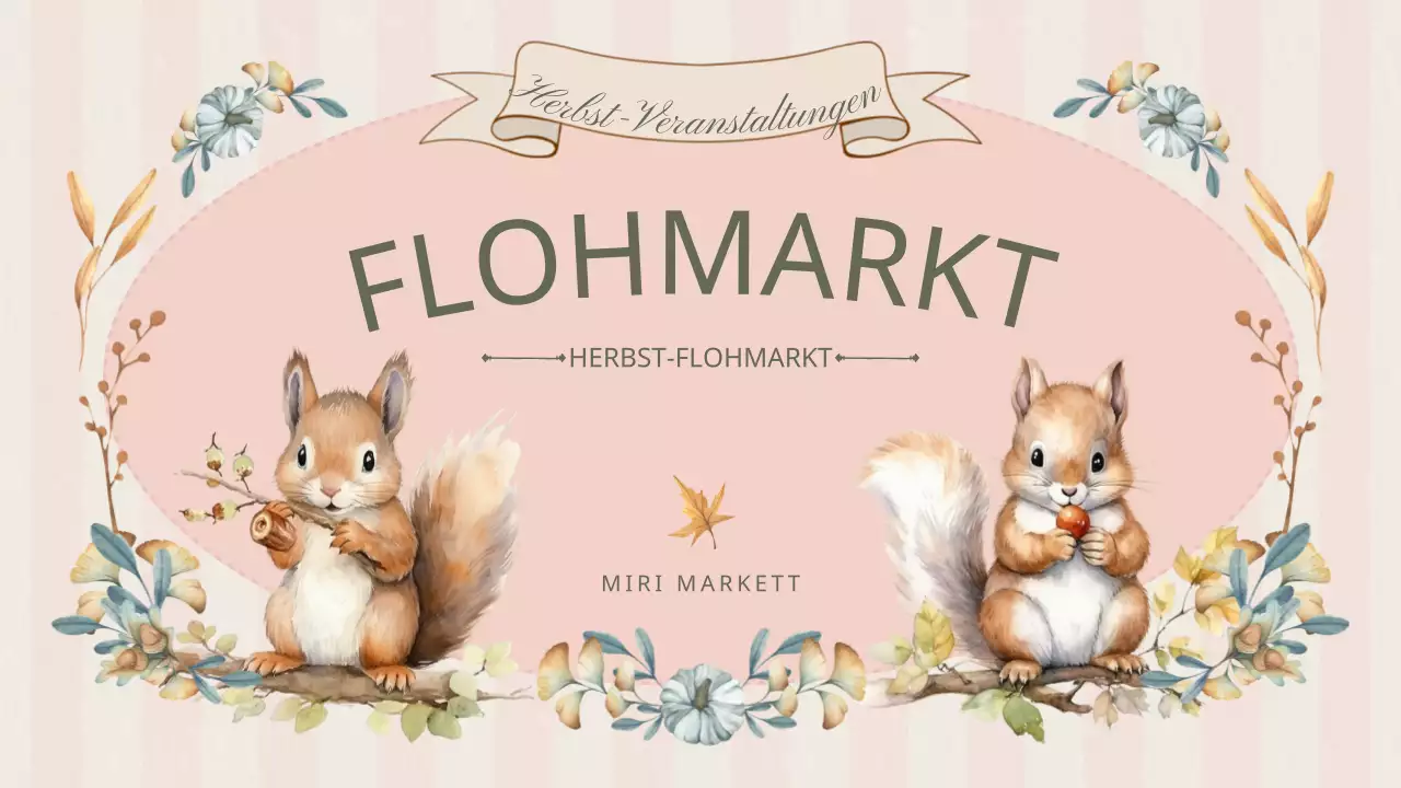 Klassischer Herbst-Flohmarkt-Planer in Rosa und Khaki