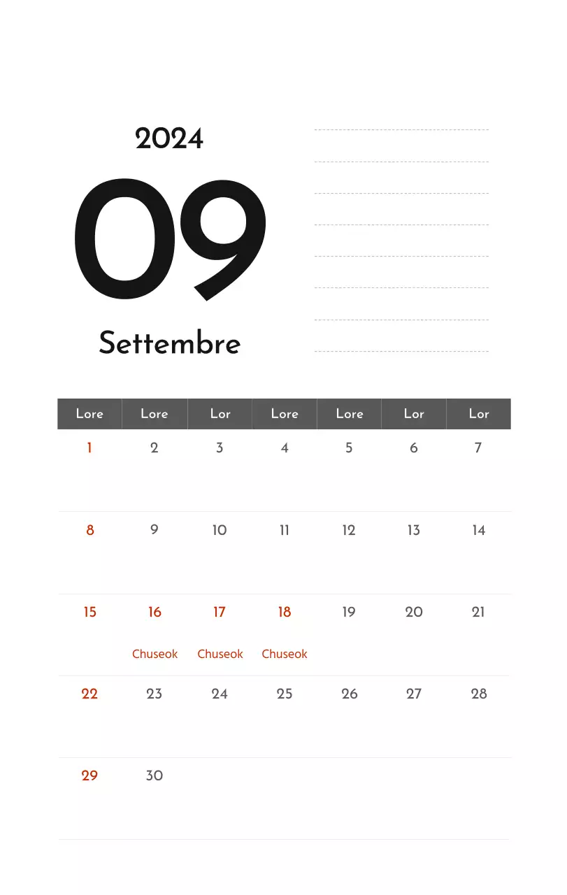 Un semplice calendario aziendale in grigio