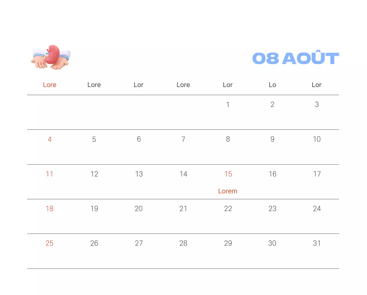 Un hôpital festif avec des illustrations sur le thème de la santé et de la famille et des accents colorés.