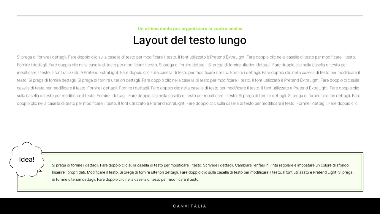 Una semplice relazione in bianco e chartreuse per introdurre un progetto