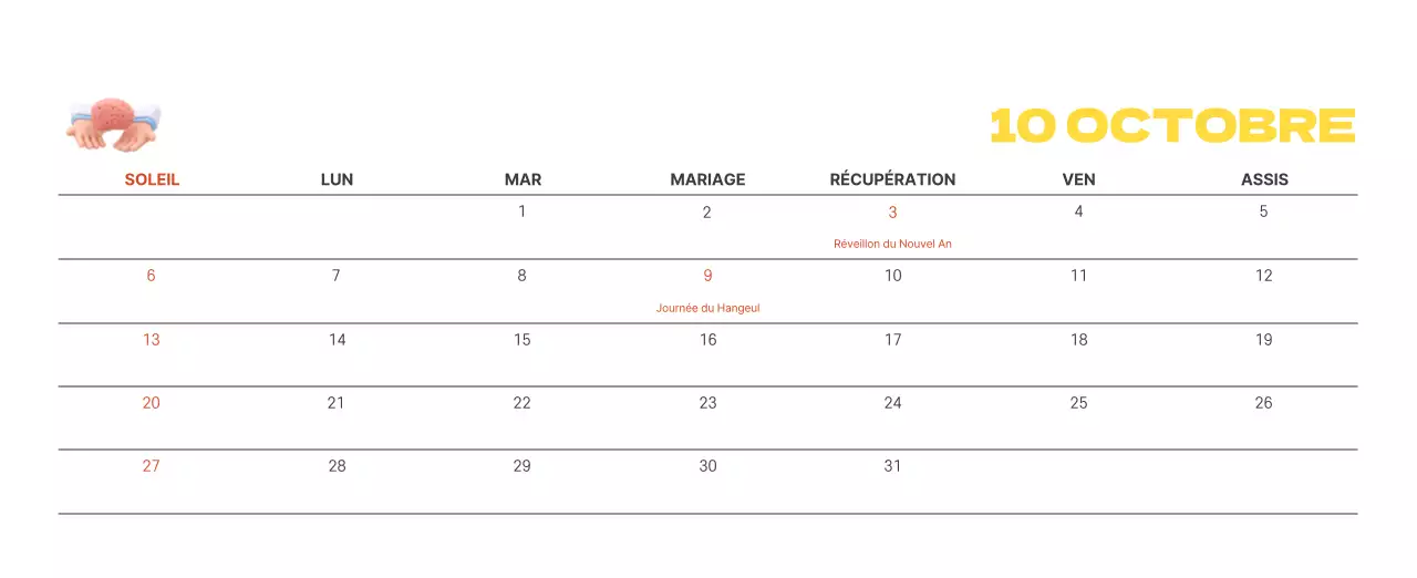 Un hôpital festif avec des illustrations sur le thème de la santé et de la famille et des accents colorés.