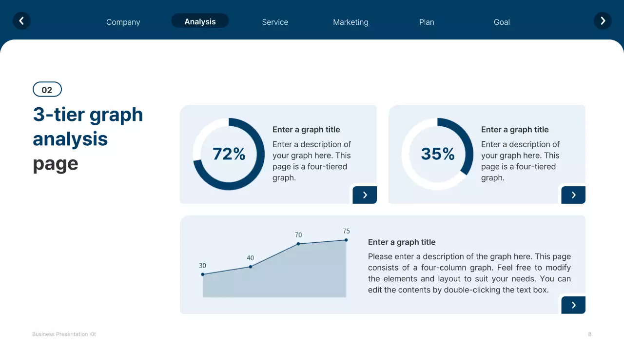 A simple white and navy blue website company profile