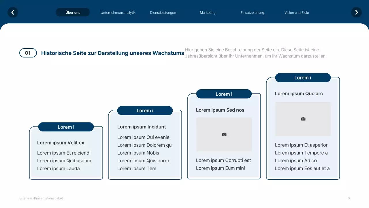 Einfache weiße und marineblaue Website Firmenprofil