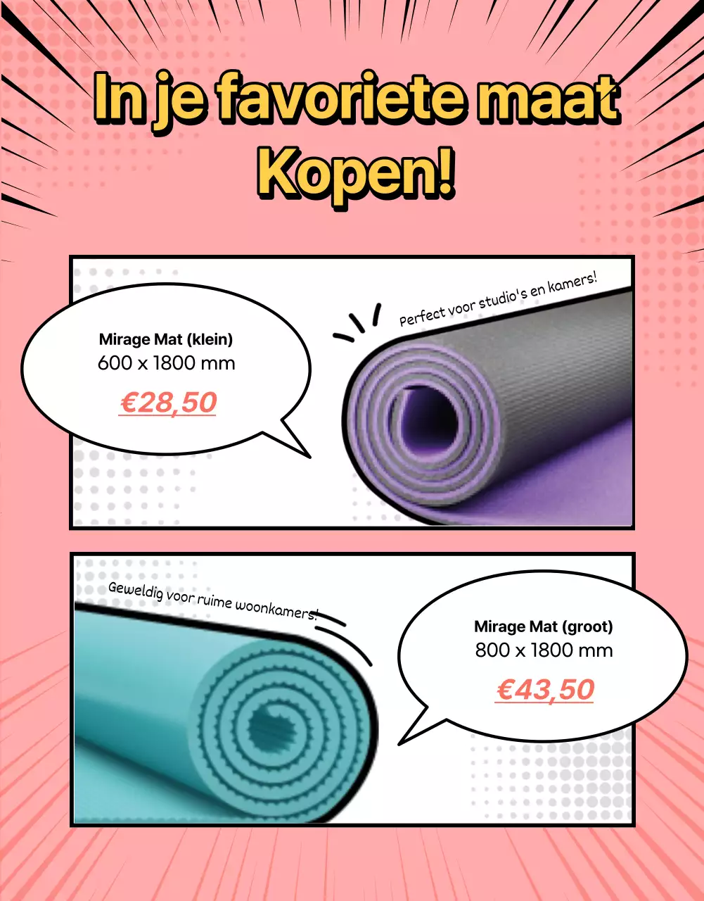 Een roze, kokhalzende yogamat promoten