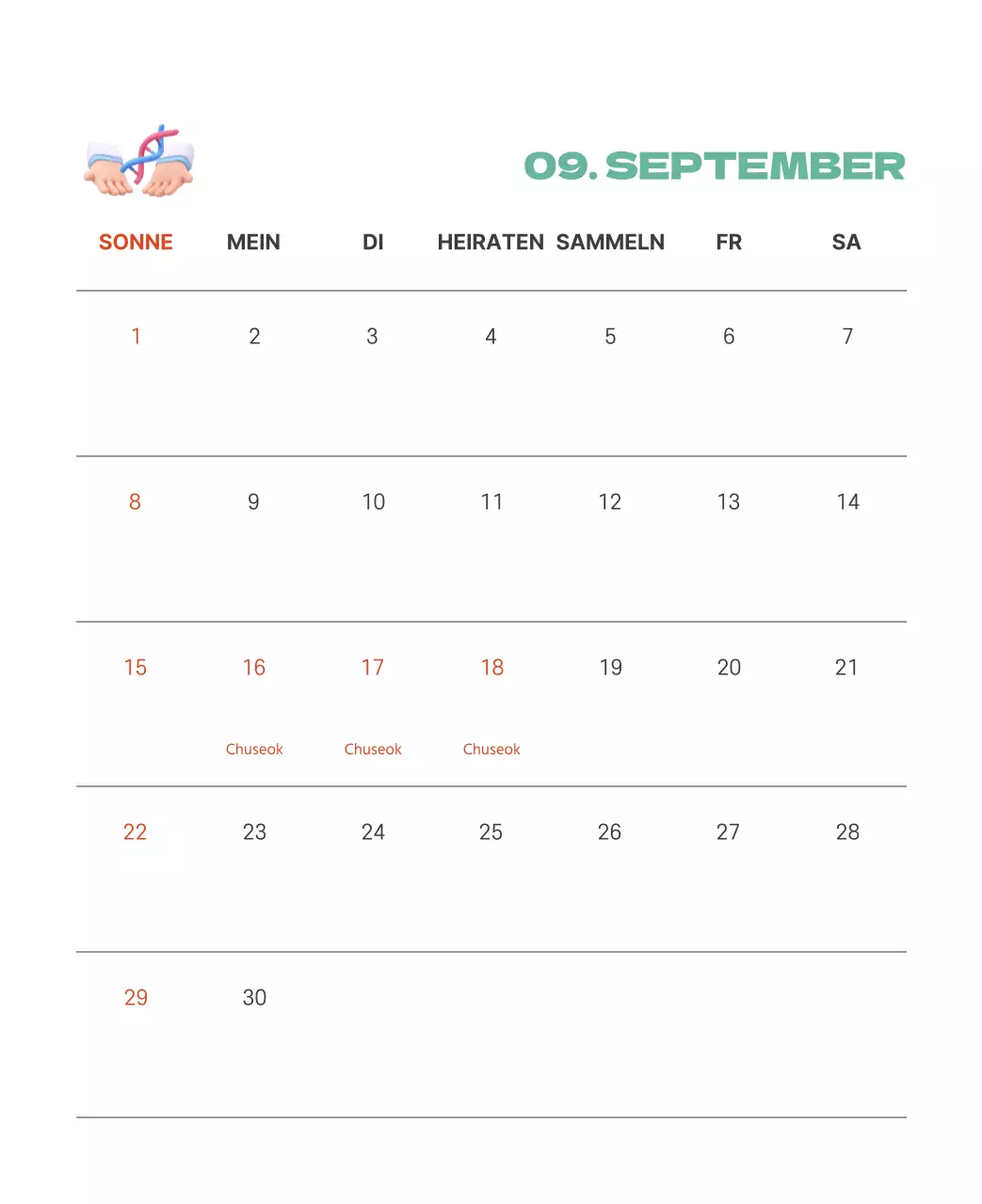 Ein festliches Krankenhaus mit Illustrationen zum Thema Gesundheit und Familie und farbenfrohen Akzenten