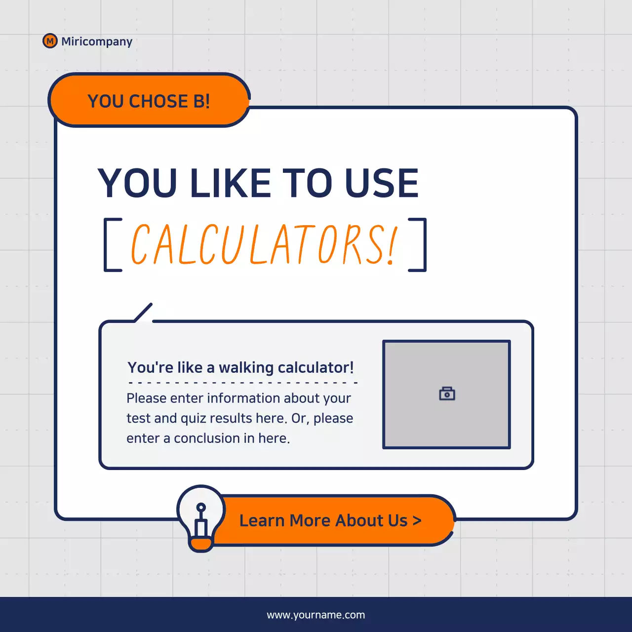 Minimalist business pitch proposal in orange and navy blue