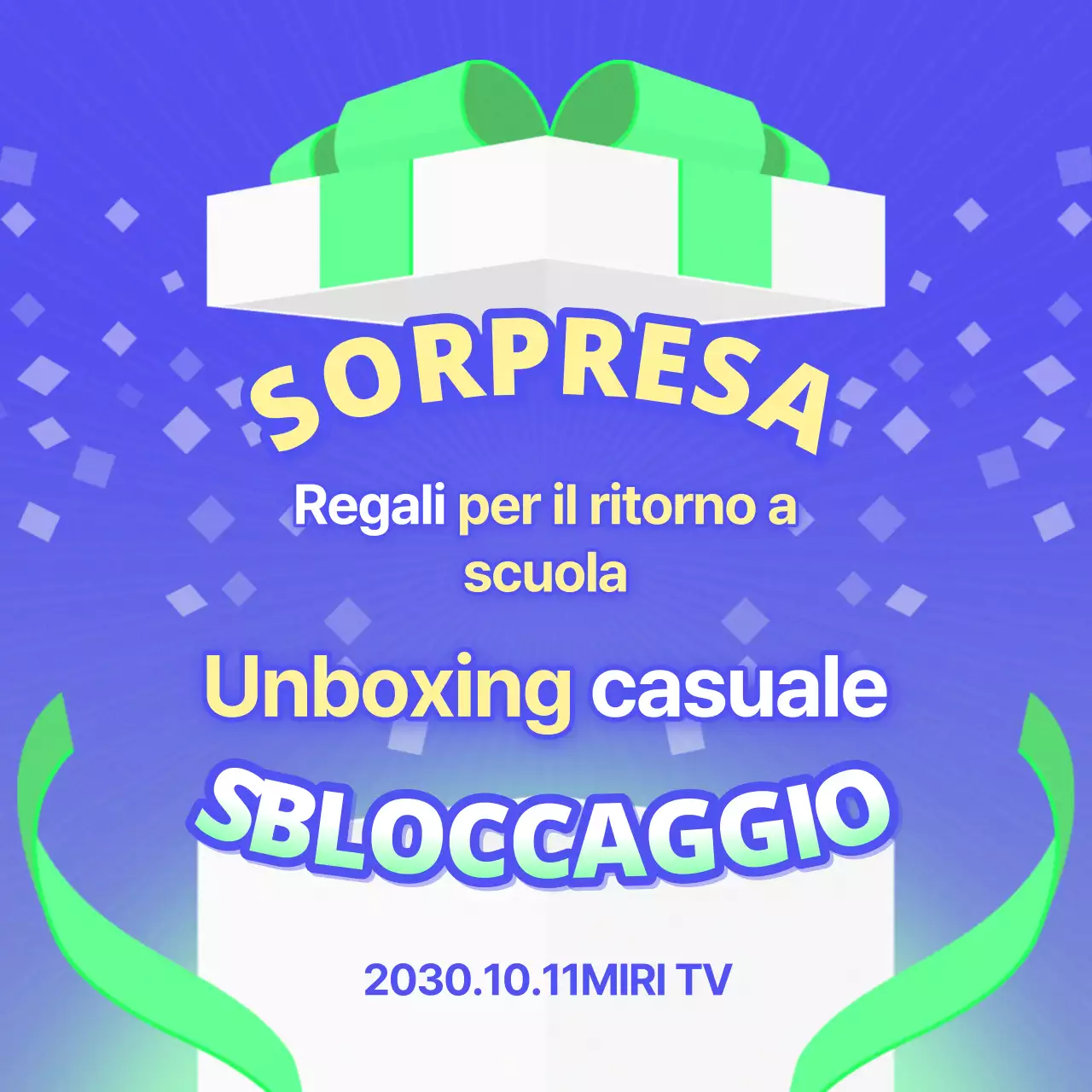Promuovere l'unboxing di un regalo carino in chartreuse e viola
