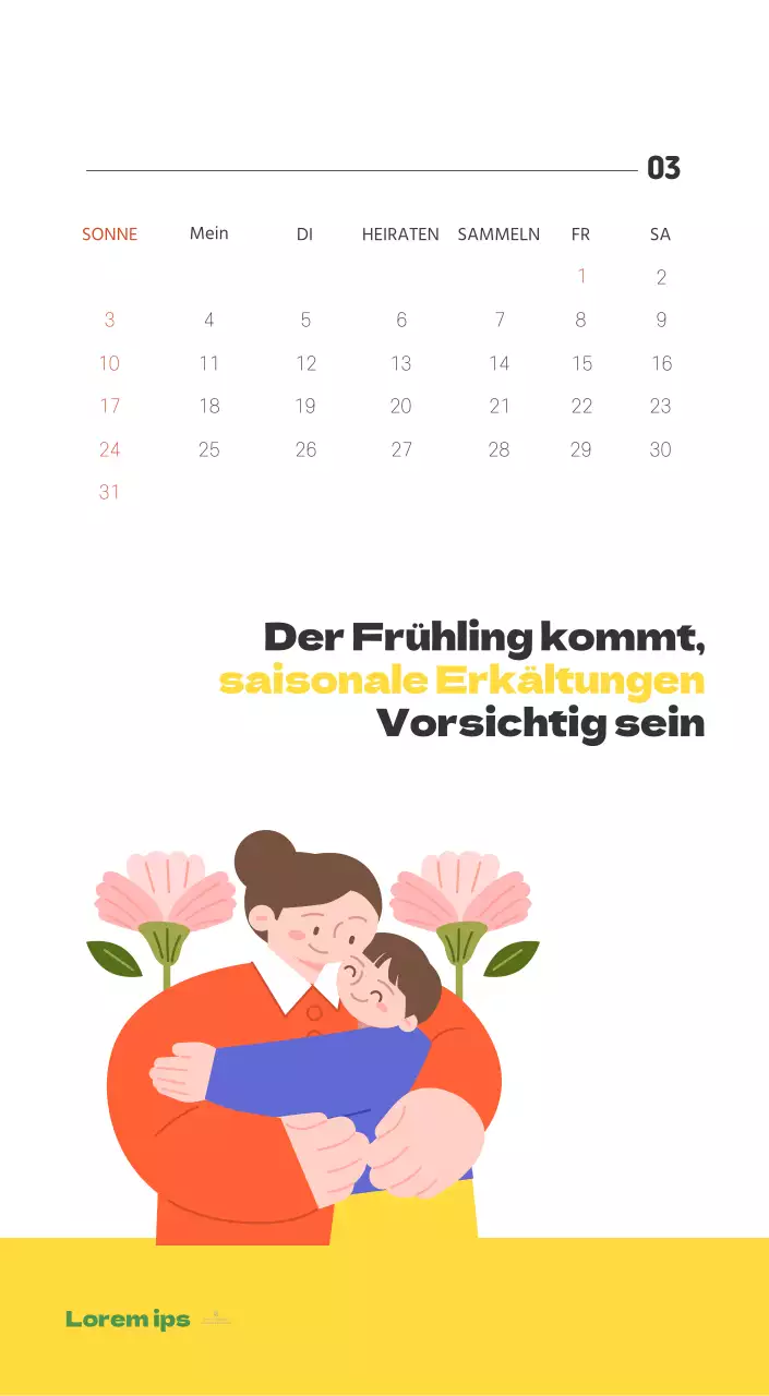 Ein festliches Krankenhaus mit Illustrationen zum Thema Gesundheit und Familie und farbenfrohen Akzenten