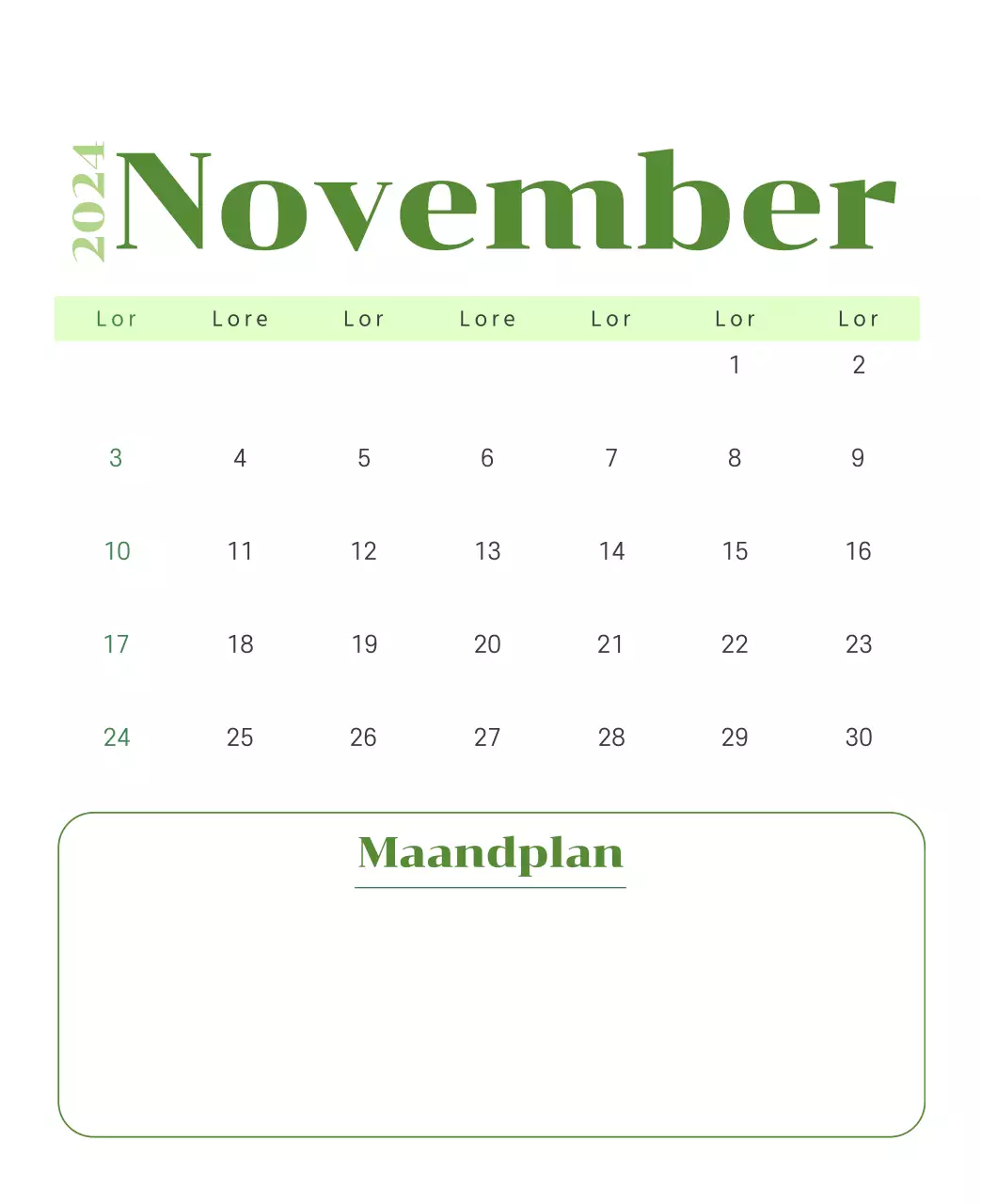 Kalender met jeugdillustraties op een gele en groene achtergrond