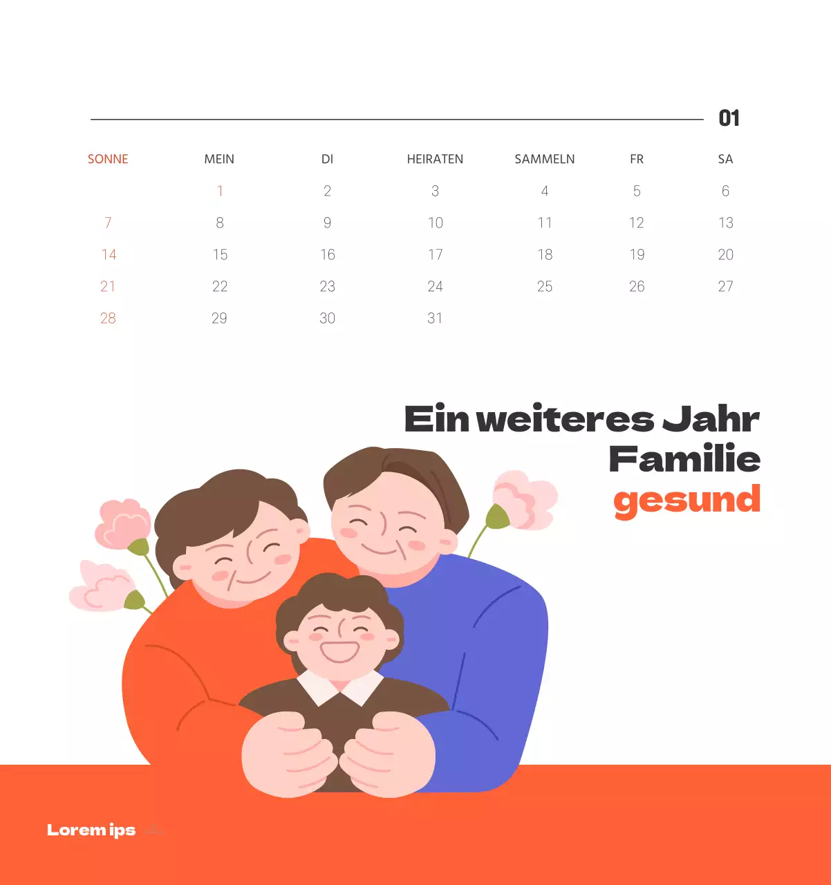 Ein festliches Krankenhaus mit Illustrationen zum Thema Gesundheit und Familie und farbenfrohen Akzenten