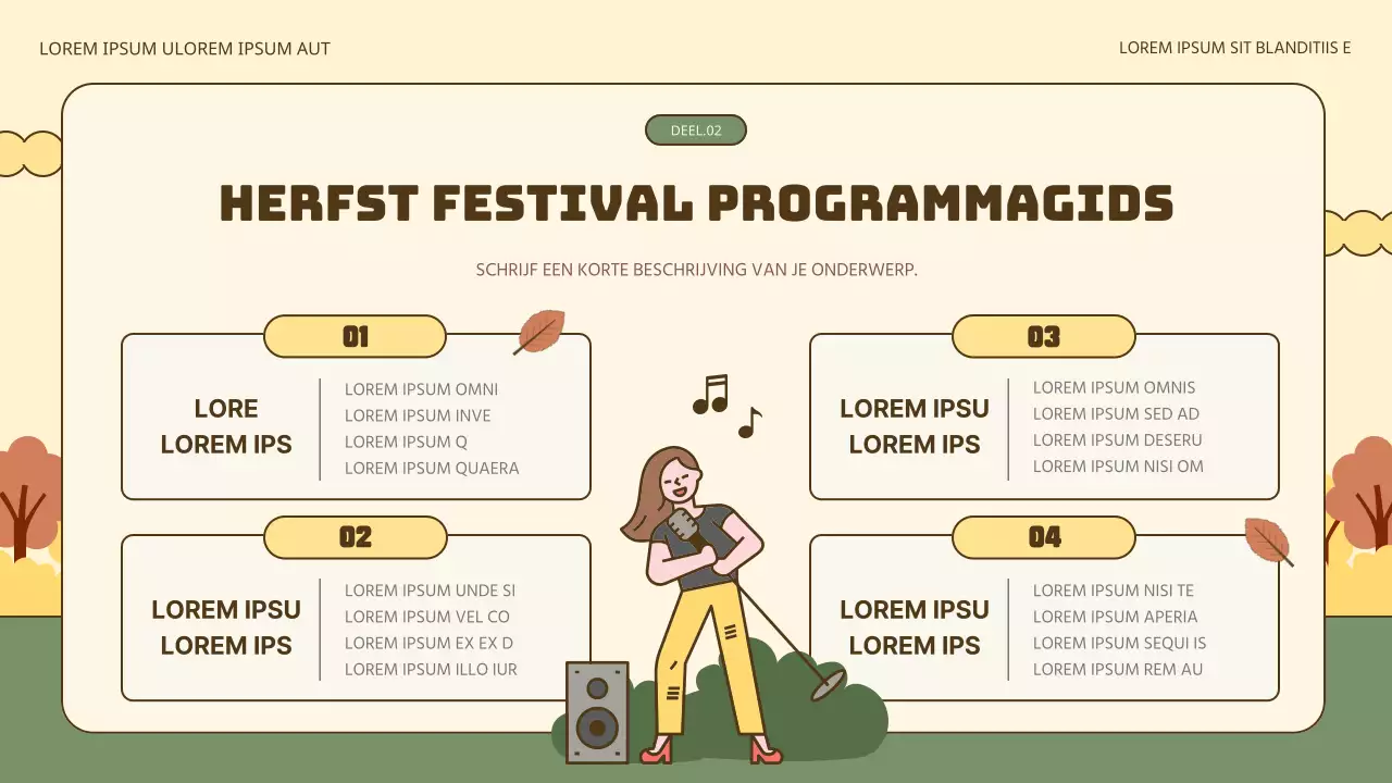 Promoot natuurlijke herfstfestivals in geel en kaki