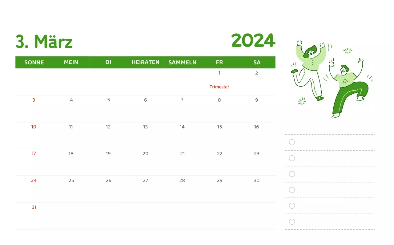 Ein Kalender mit farbenfrohen und emotionalen Illustrationen