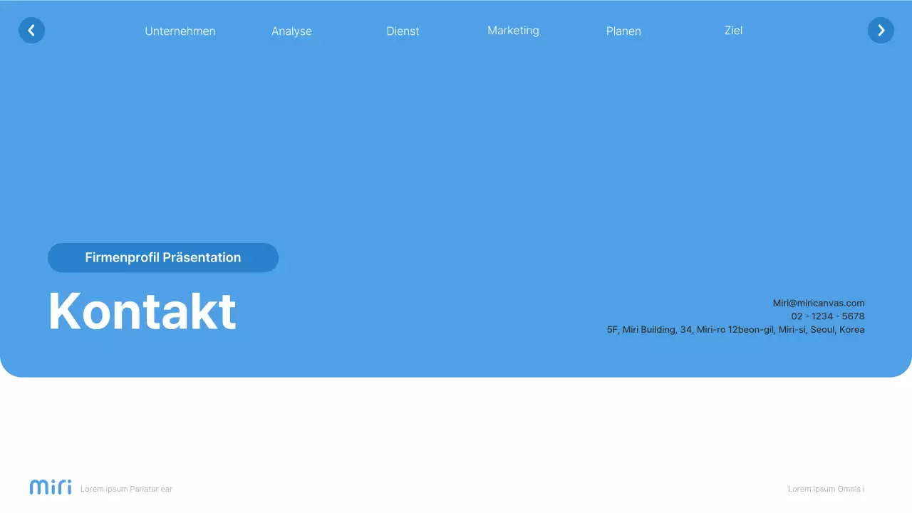 Einfache weiße und hellblaue Website Firmenprofil