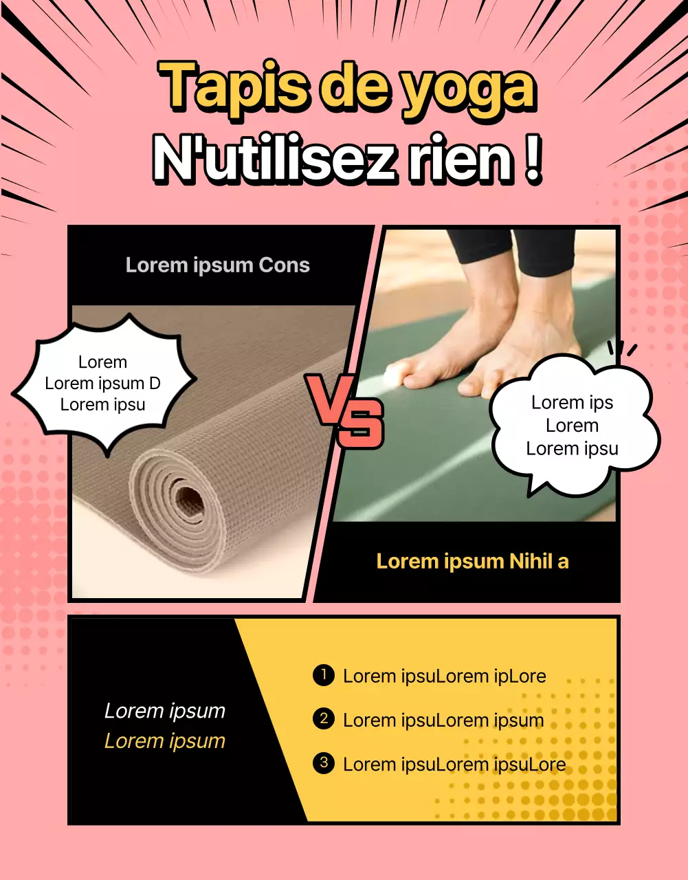 Promouvoir un tapis de yoga rose qui donne le vertige