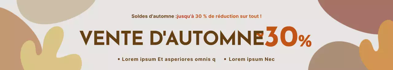 Automne dans les tons bruns Une mise en valeur propre de la réduction avec des éléments graphiques Promotion de l'automne