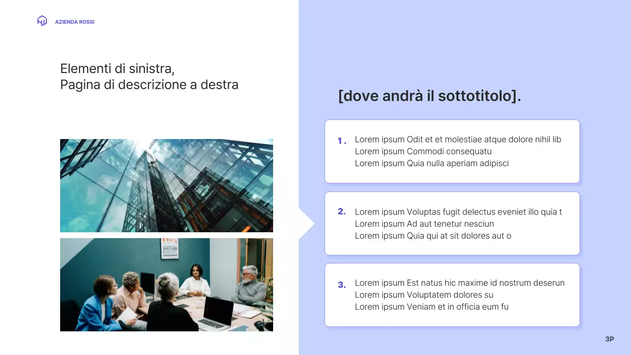 Un profilo aziendale dal semplice layout blu