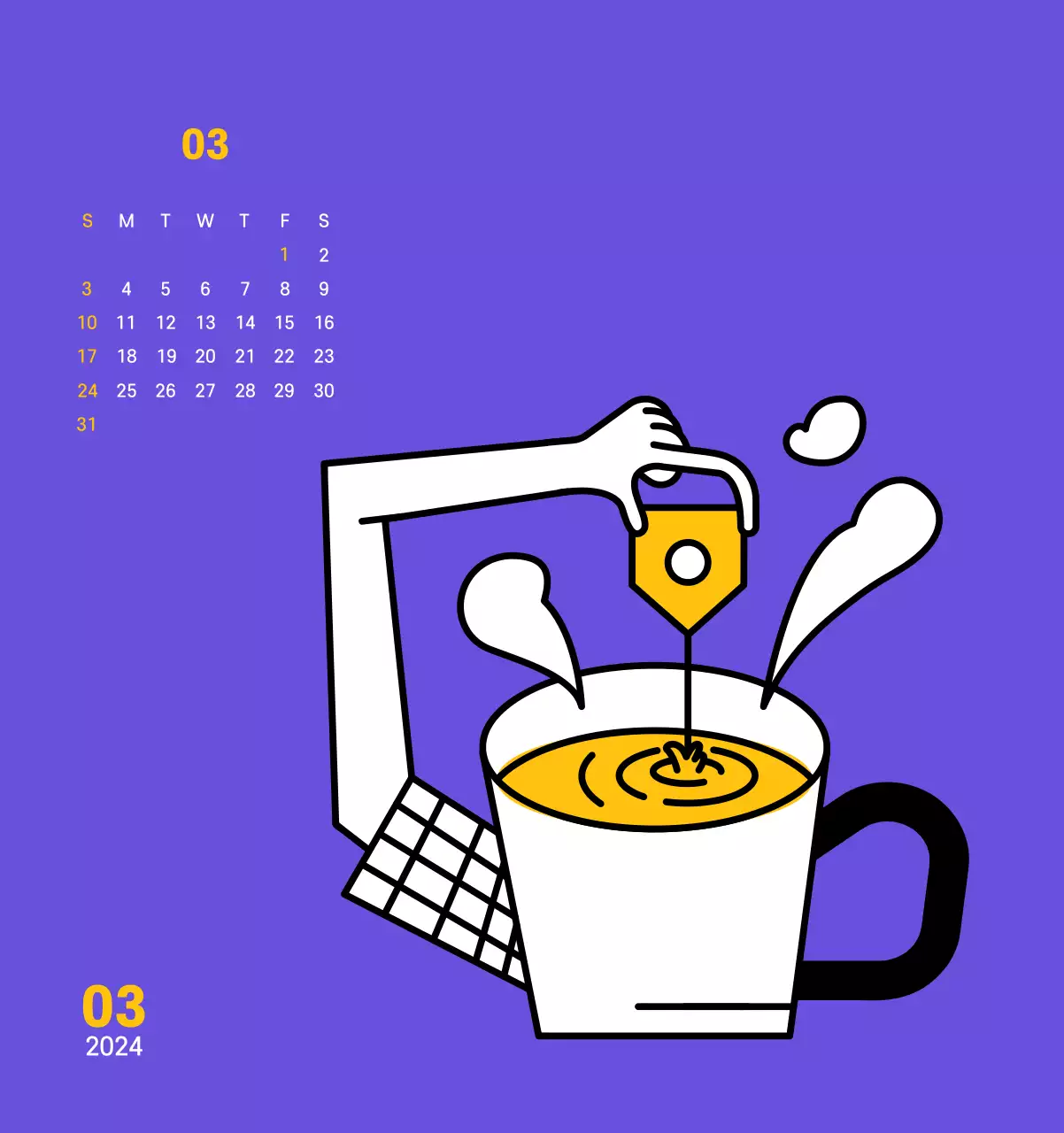 Ilustración de líneas limpias sobre fondo morado