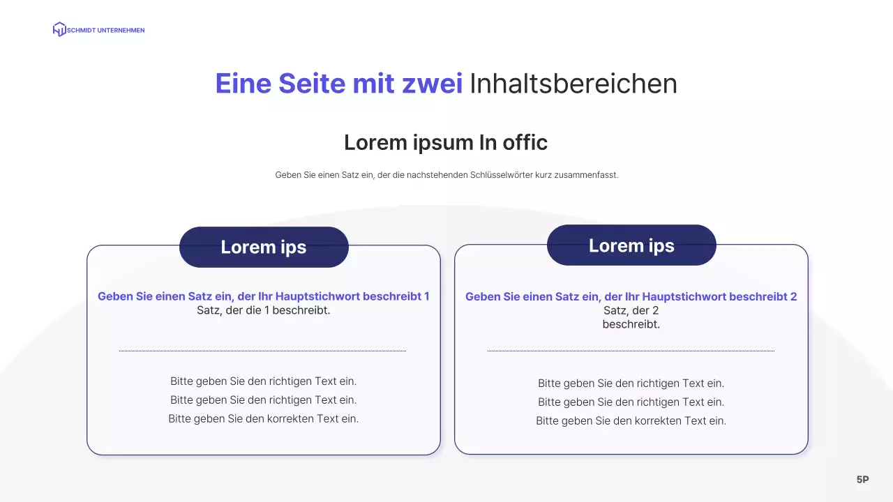 Ein einfaches Unternehmensprofil mit blauem Layout