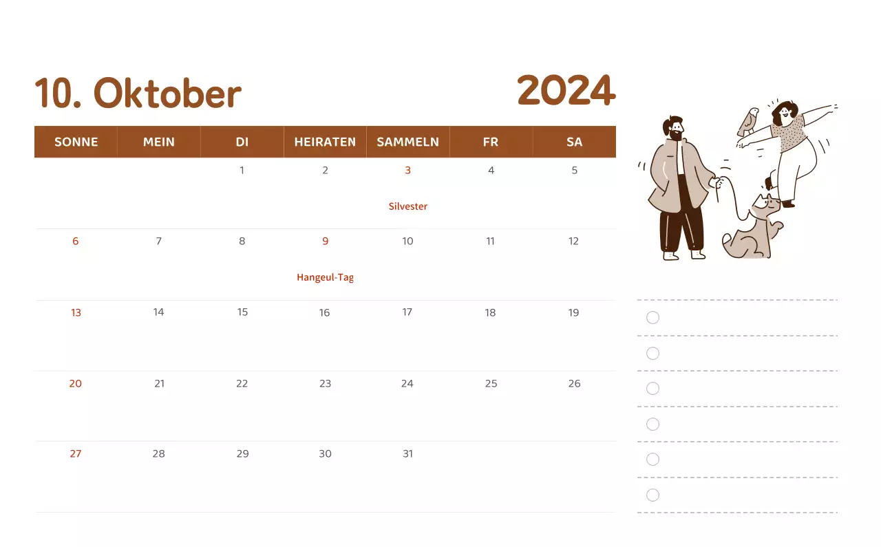 Ein Kalender mit farbenfrohen und emotionalen Illustrationen