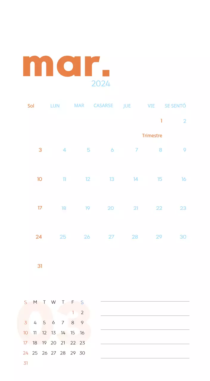 Calendario laboral con bellas ilustraciones