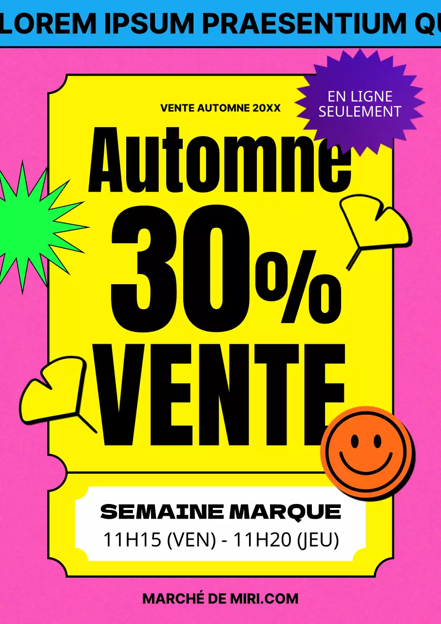 Promouvoir de jolies offres d'automne en rose et jaune