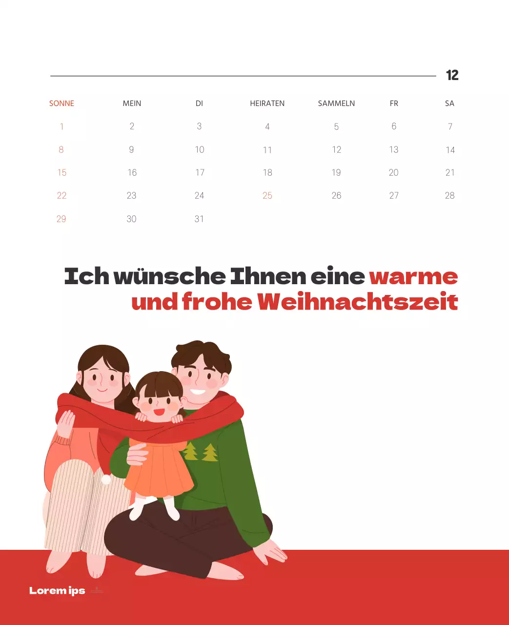 Ein festliches Krankenhaus mit Illustrationen zum Thema Gesundheit und Familie und farbenfrohen Akzenten