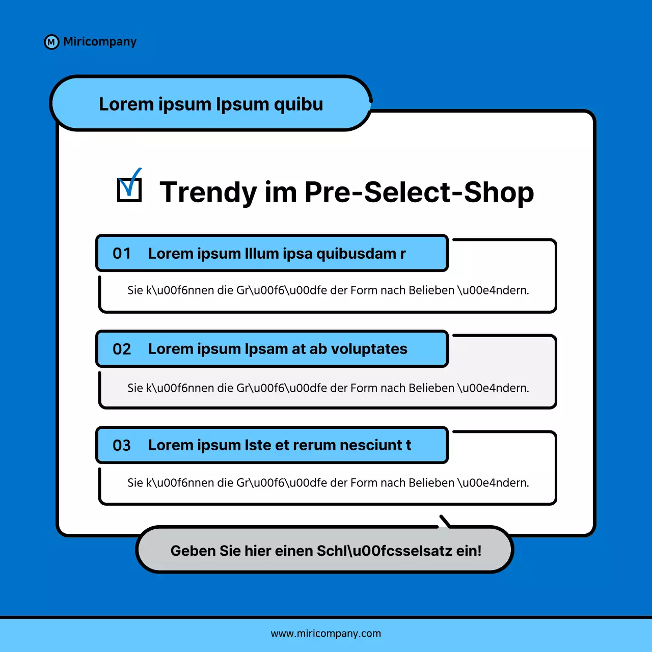 Minimalistischer Vorschlag für ein Geschäftsfeld in Blau und Hellblau