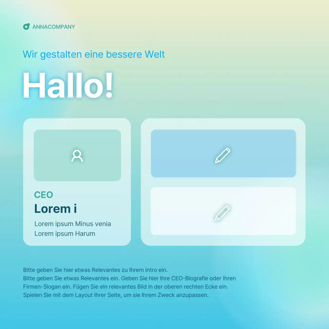 Ein schlichter Leitfaden für den Corporate Newsletter in Hellblau und Mintgrün