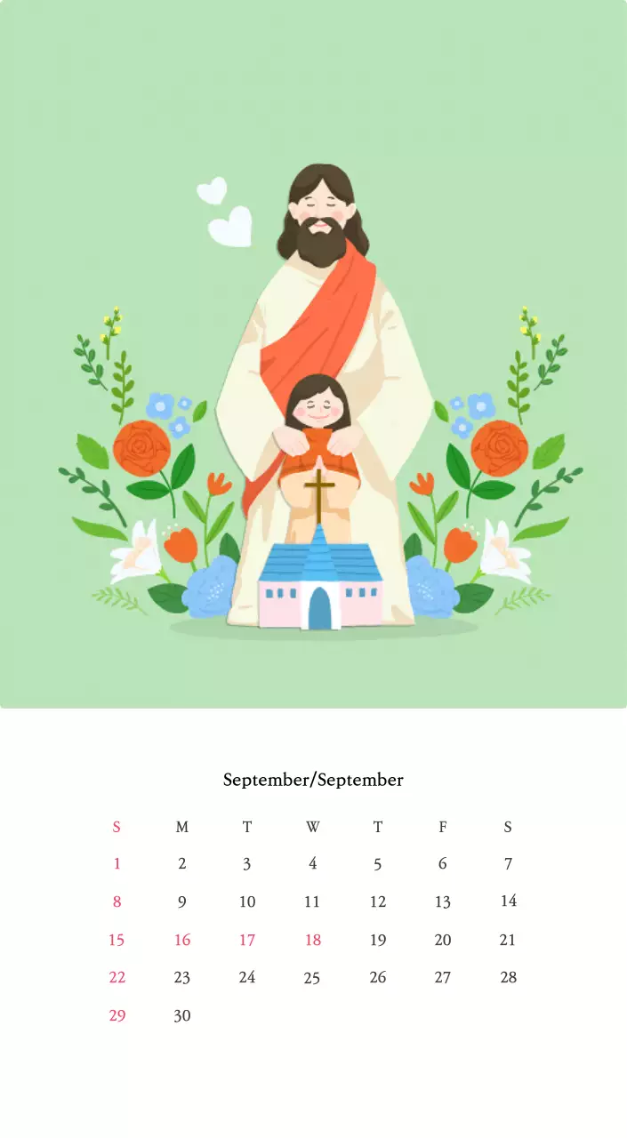 Kirchen mit niedlichen Illustrationen in warmen Farben