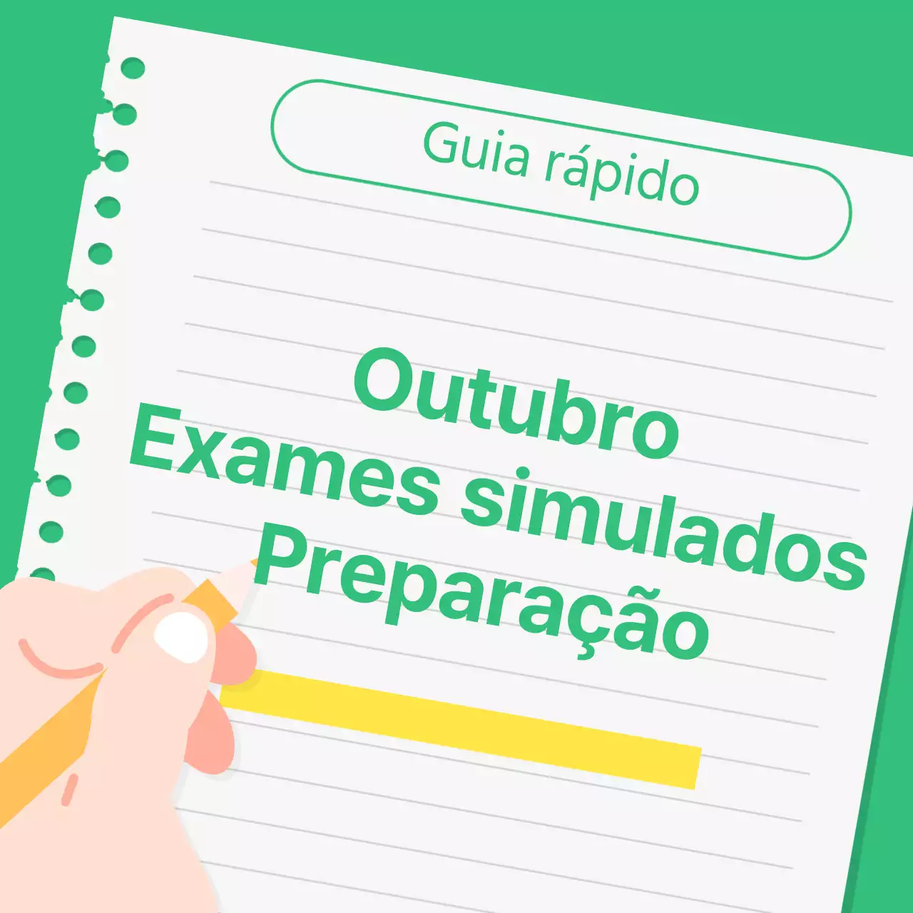 Um guia de preparação para um teste prático simples verde e amarelo