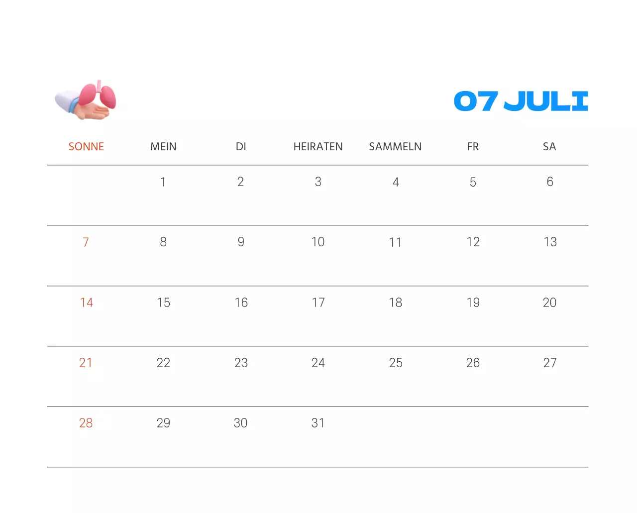 Ein festliches Krankenhaus mit Illustrationen zum Thema Gesundheit und Familie und farbenfrohen Akzenten