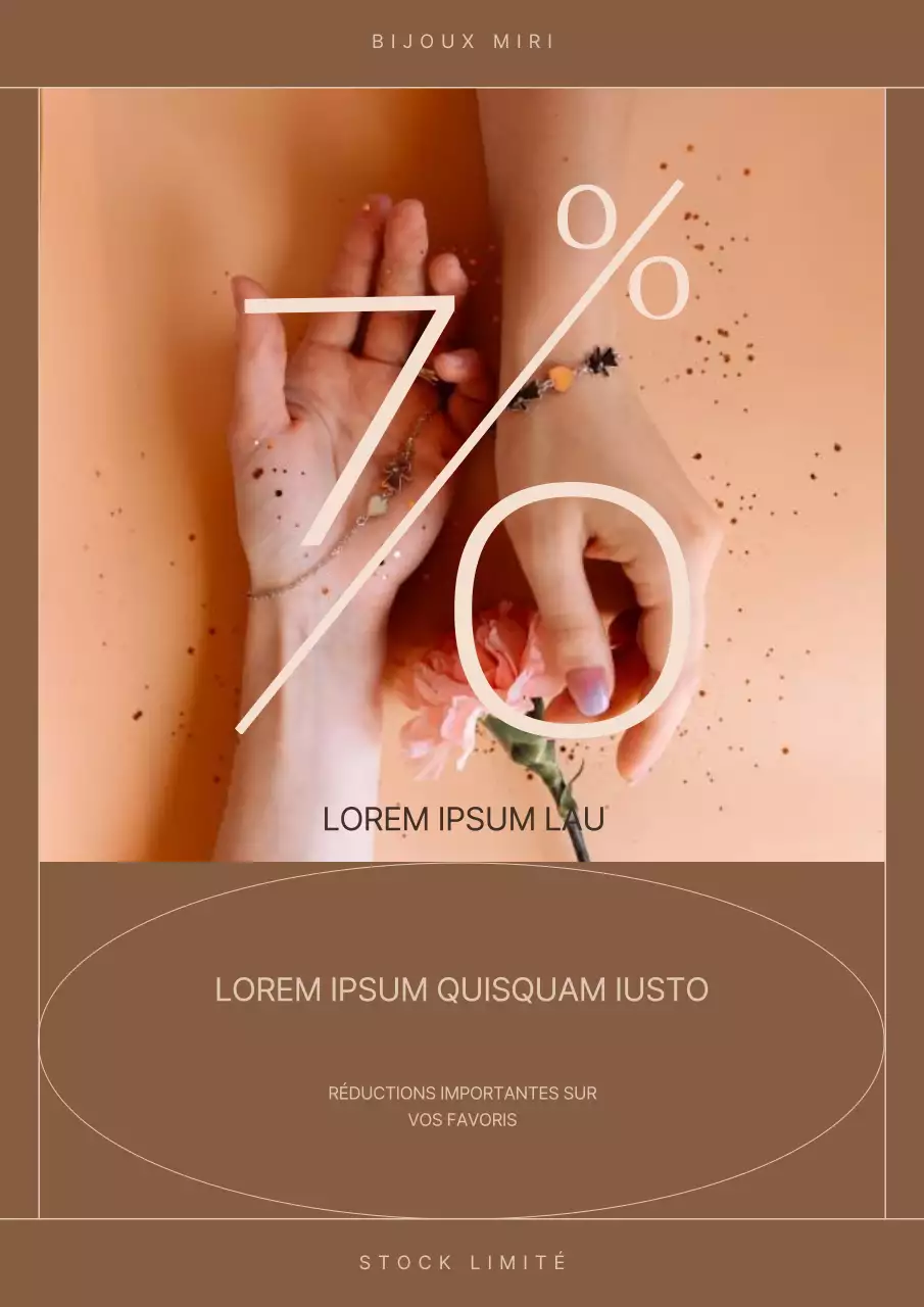 Promouvoir les réductions sur les bijoux modernes dans les tons bruns et ivoires
