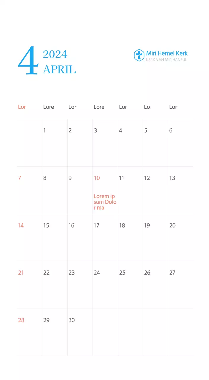 Blauw modern concept kerkkalender