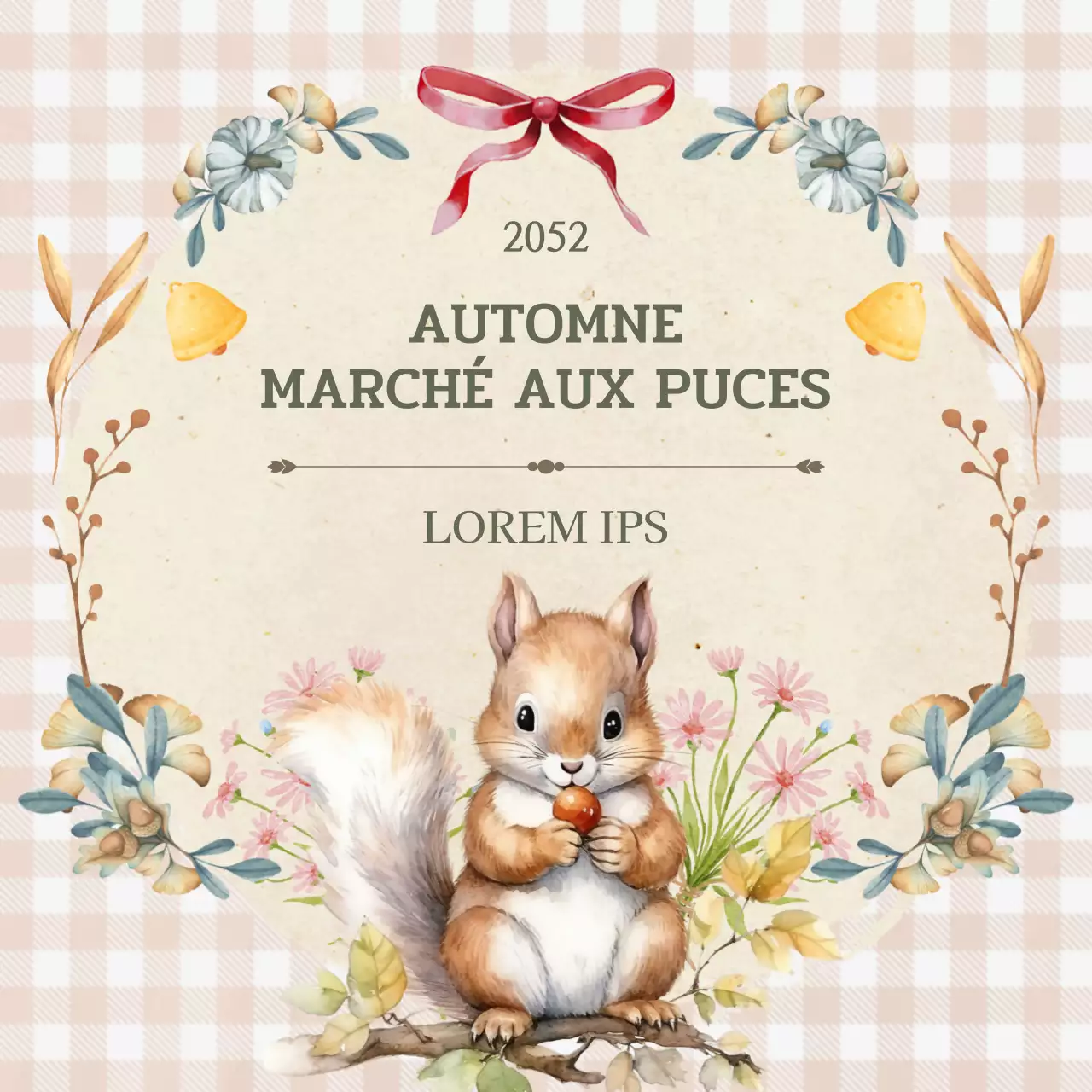 Promouvoir un marché aux puces classique en rose et kaki