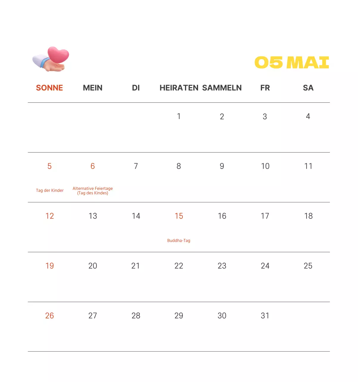 Ein festliches Krankenhaus mit Illustrationen zum Thema Gesundheit und Familie und farbenfrohen Akzenten