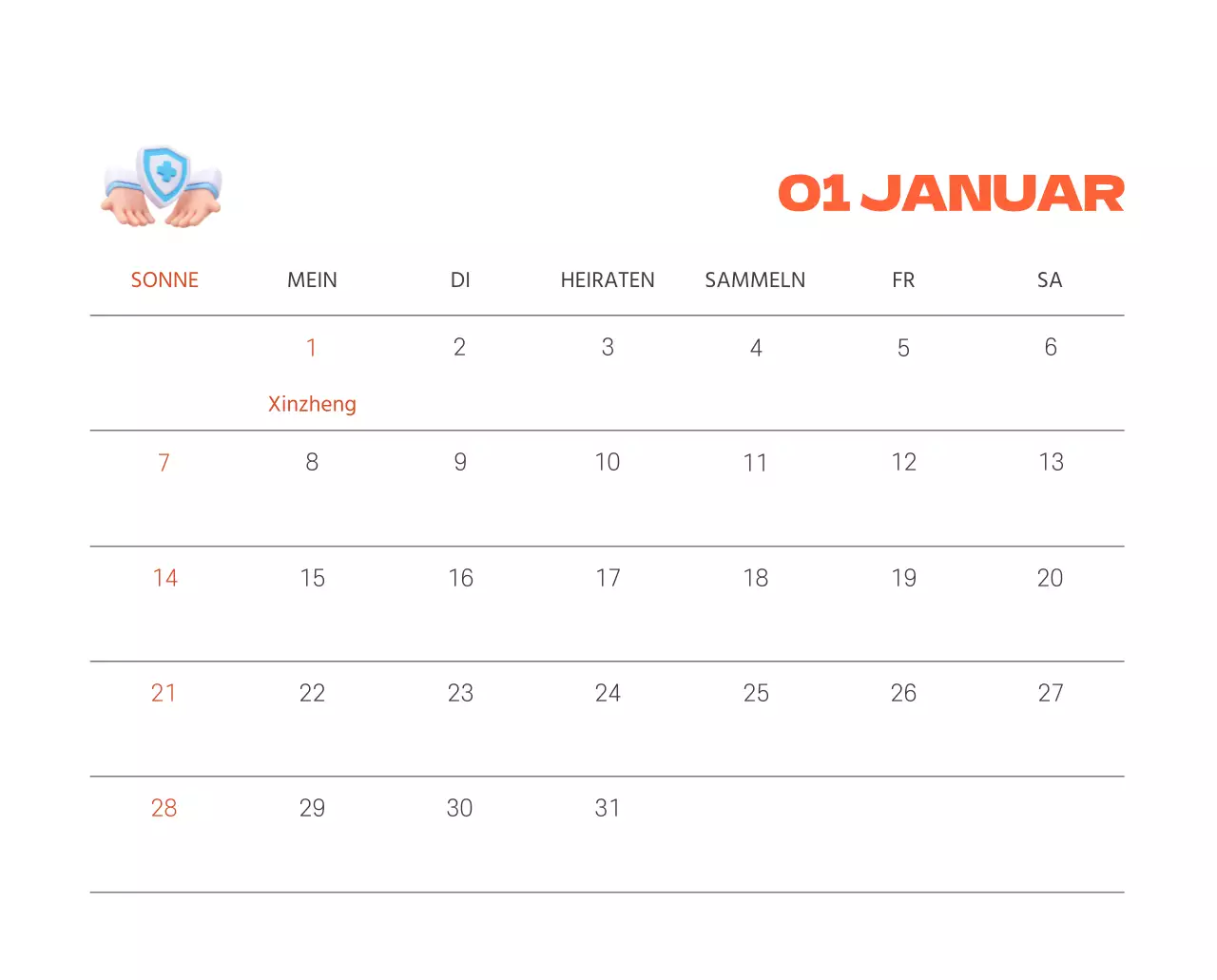 Ein festliches Krankenhaus mit Illustrationen zum Thema Gesundheit und Familie und farbenfrohen Akzenten