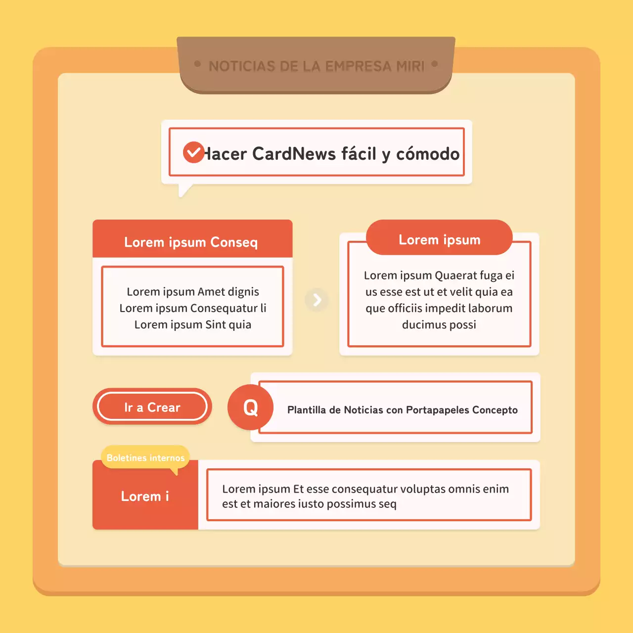 Un boletín corporativo kitsch en rojo y amarillo