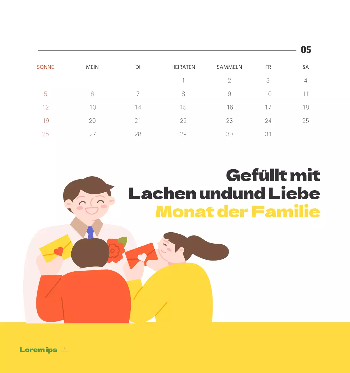 Ein festliches Krankenhaus mit Illustrationen zum Thema Gesundheit und Familie und farbenfrohen Akzenten