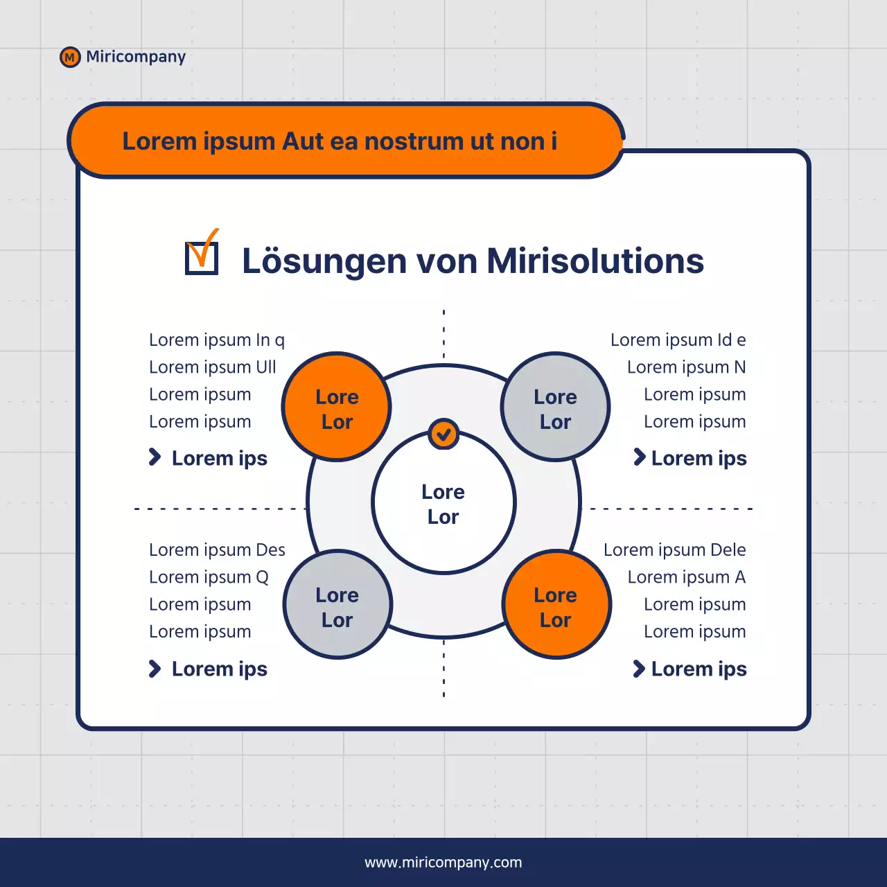 Minimalistischer Vorschlag für ein Geschäftsfeld in Orange und Marineblau