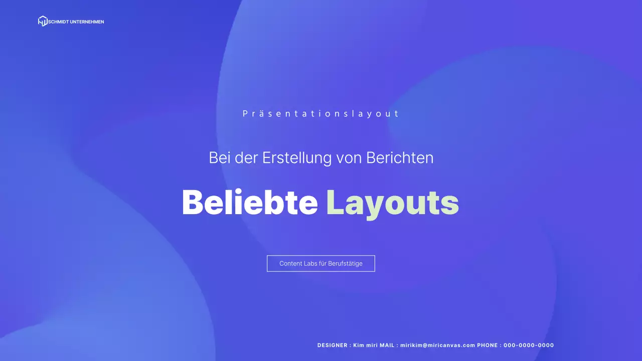 Ein einfaches Unternehmensprofil mit blauem Layout