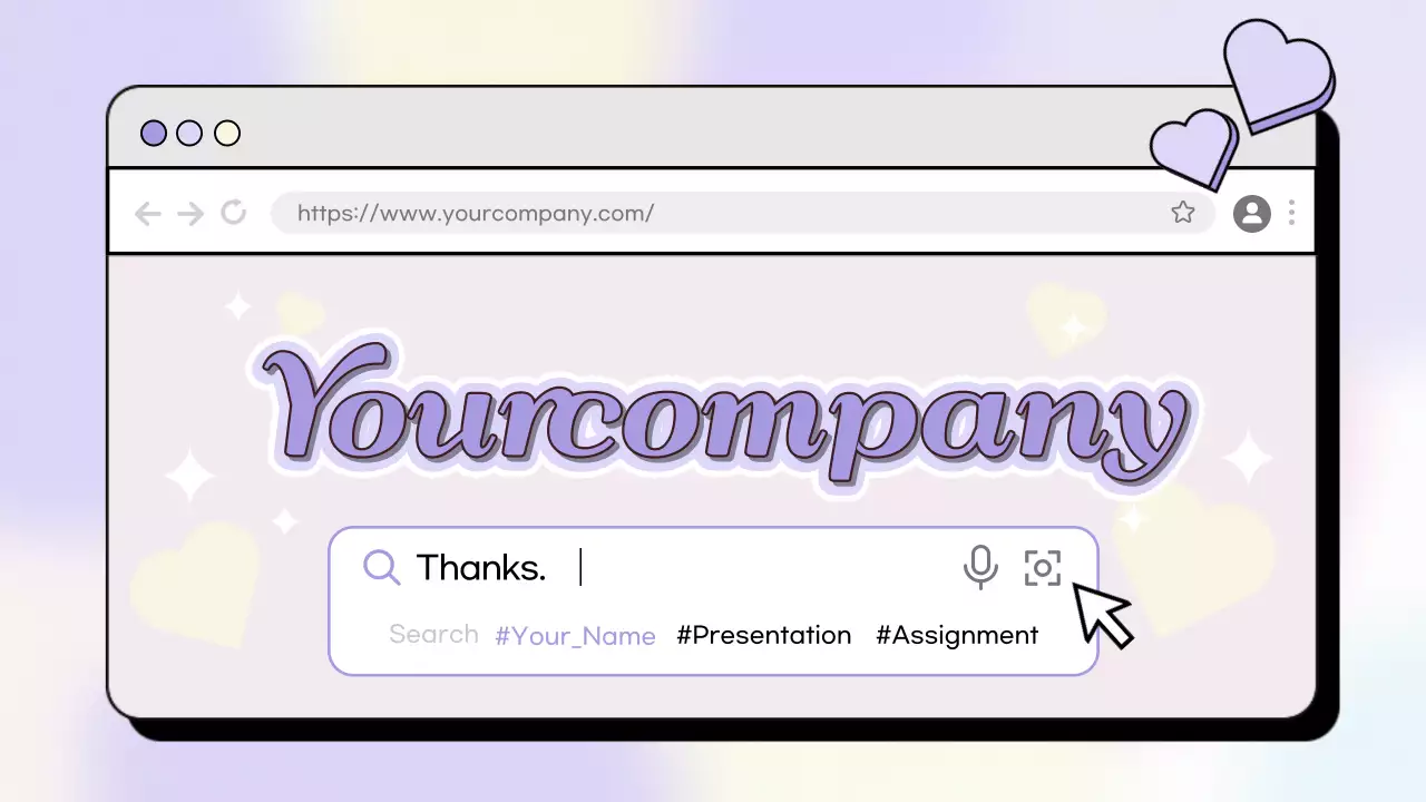 라벤더의 귀여운 하트배경이 있는 사이트 홍보