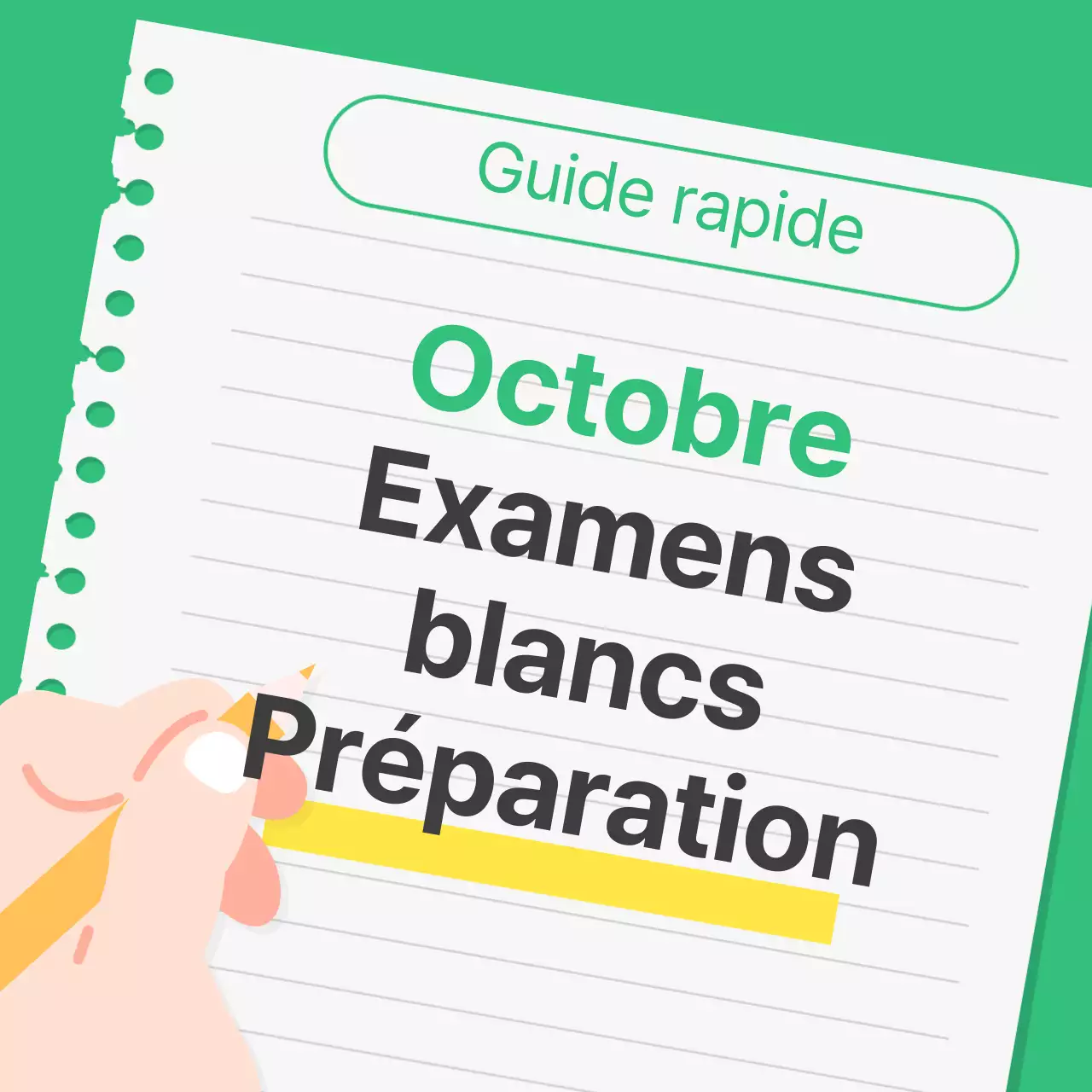Guide de préparation à un simple test pratique vert et jaune
