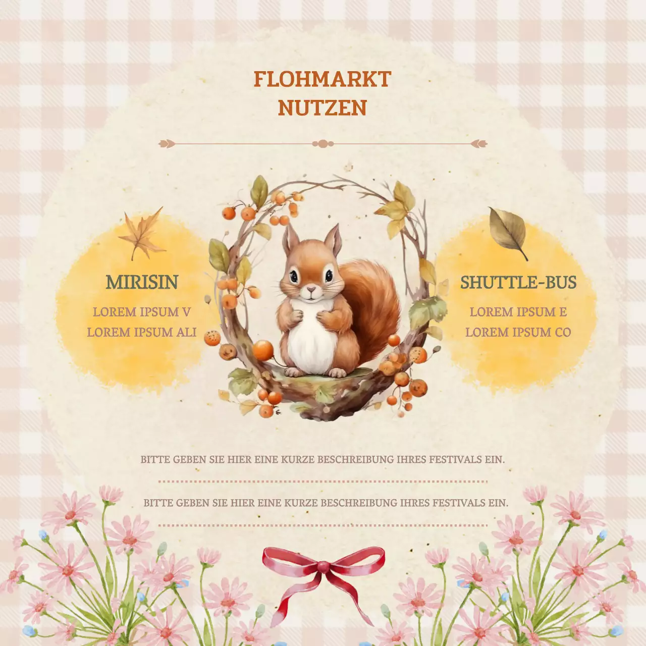 Förderung eines klassischen Flohmarkts in Pink und Khaki