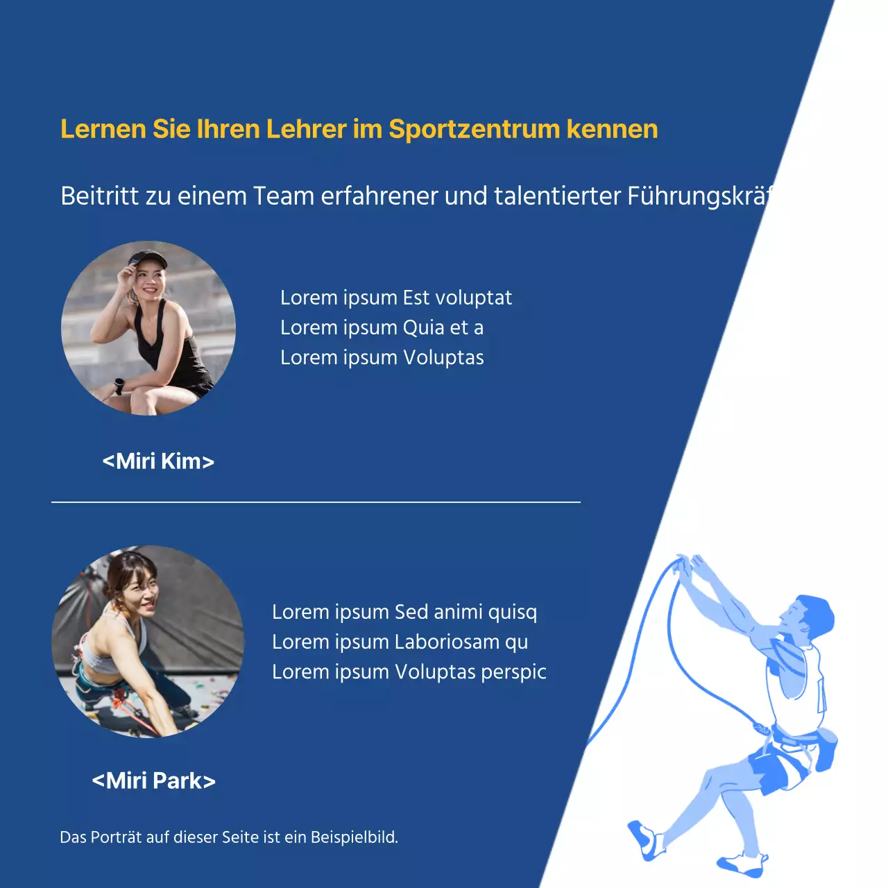 Ein einfaches blau-gelbes Kletterrekrutierungsfeld