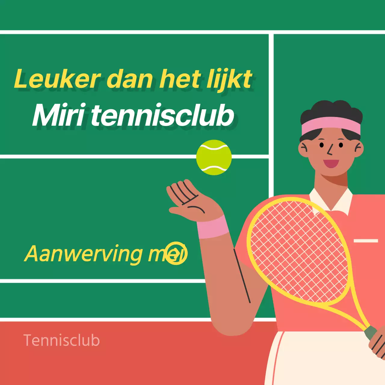 Promoot het lidmaatschap van een moderne tennisclub in groen en bruin