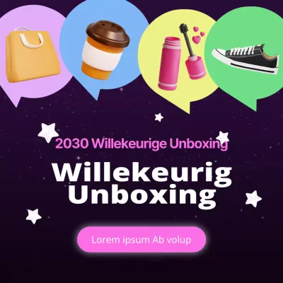 Leuke willekeurige unboxings in roze en paars promoten