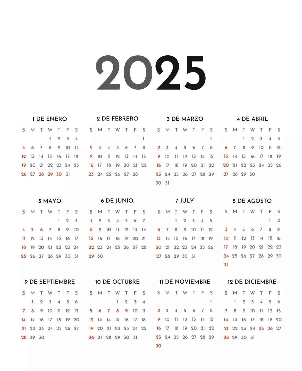 Un sencillo calendario corporativo en gris