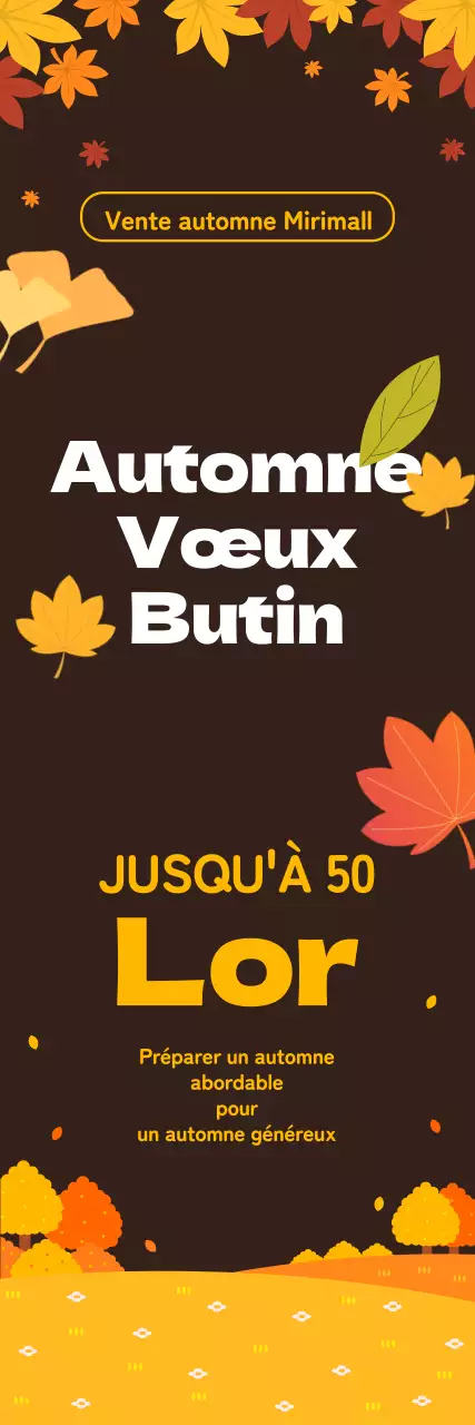 Une vente d'automne avec des illustrations de feuilles aux couleurs vives de l'automne.