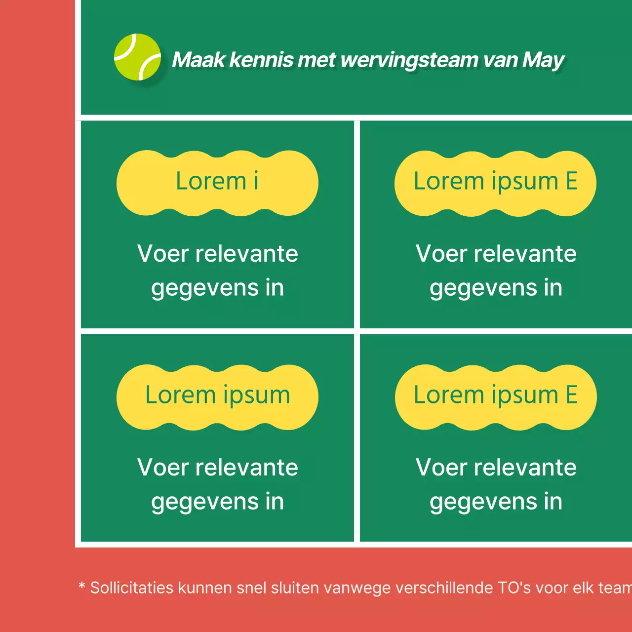 Promoot het lidmaatschap van een moderne tennisclub in groen en bruin