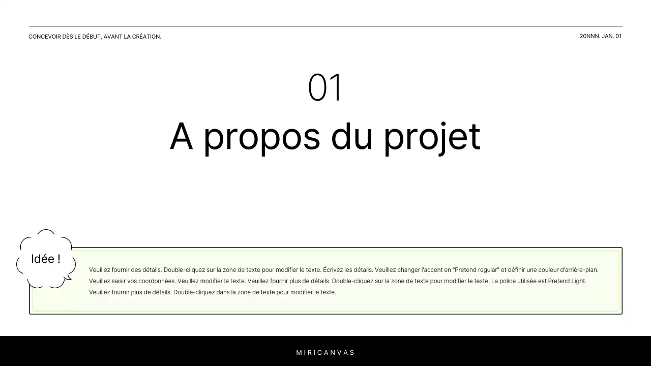 Un simple rapport blanc et chartreuse pour introduire un projet